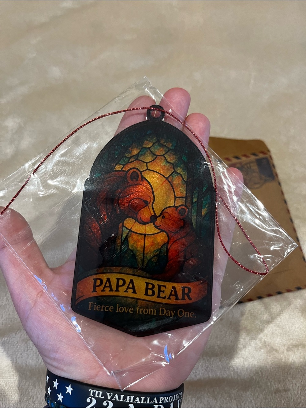 Papa Bear ornament, stained glass look